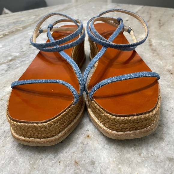 Jimmy Choo Danai 100 Denim Wedge Sandal, Blue - Picture 10 of 13